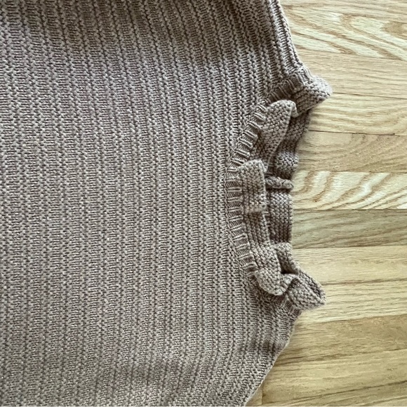 Madewell Ruffle-Neck Pullover Sweater in Cotton Merino Yarn - Toffee - Picture 3 of 8